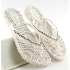Gummi flip-flops som espadriller ls069 hvid 2