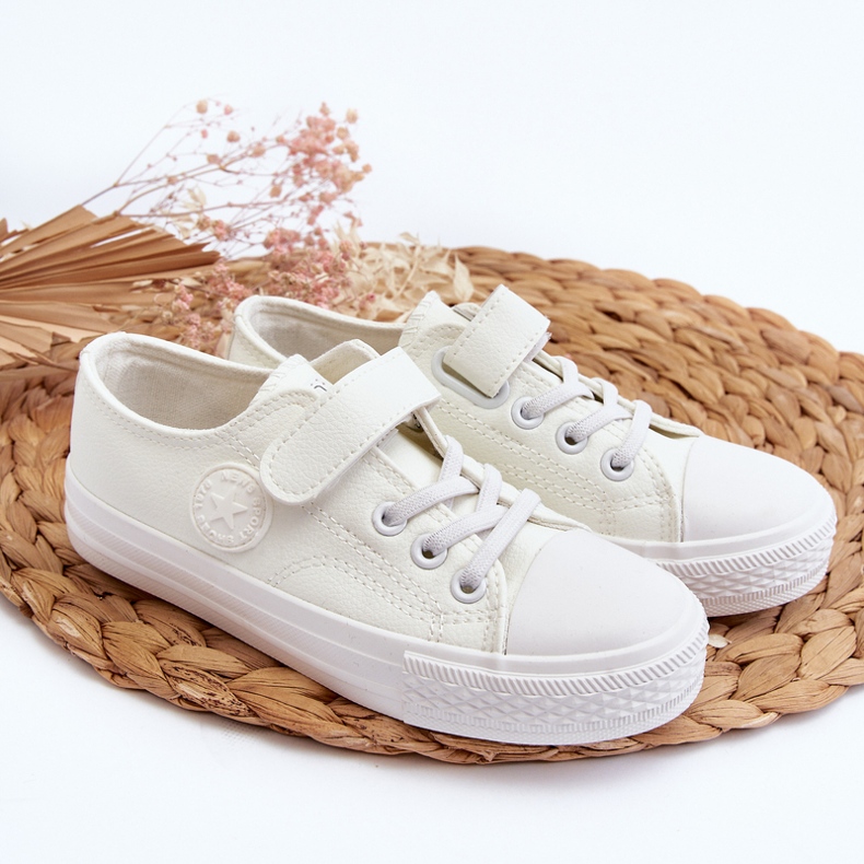 Læder Børne Velcro Sneakers Hvid Delmara 1