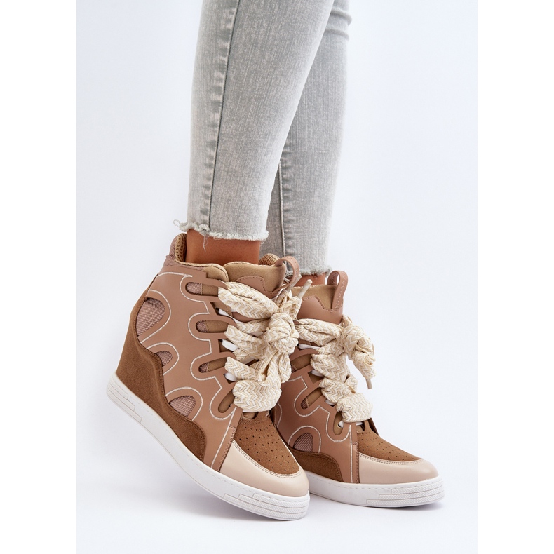 Wedge sneakers til kvinder Beige Leoppa 2