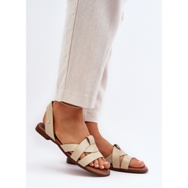 Zazoo 40185 Komfortable Slip-On-sandaler i læder, beige 2