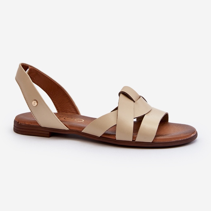 Zazoo 40185 Komfortable Slip-On-sandaler i læder, beige 1