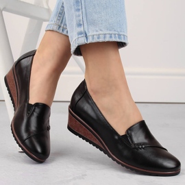 Sorte slip-on wedge sko til kvinder Potocki SZ12345 1