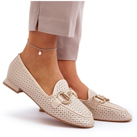 Damemokkasiner med flad hæl med dekoration, beige Iluvana 9