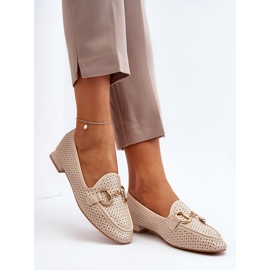 Damemokkasiner med flad hæl med dekoration, beige Iluvana 8
