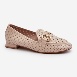 Damemokkasiner med flad hæl med dekoration, beige Iluvana 1