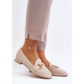 Damemokkasiner med flad hæl med dekoration, beige Iluvana 2