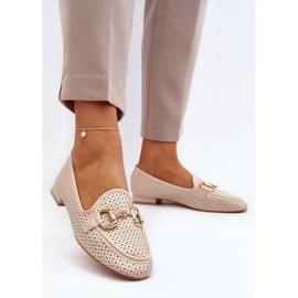 Damemokkasiner med flad hæl med dekoration, beige Iluvana 3