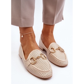Damemokkasiner med flad hæl med dekoration, beige Iluvana 5