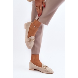 Damemokkasiner med flad hæl med dekoration, beige Iluvana 6