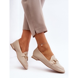 Damemokkasiner med flad hæl med dekoration, beige Iluvana 7
