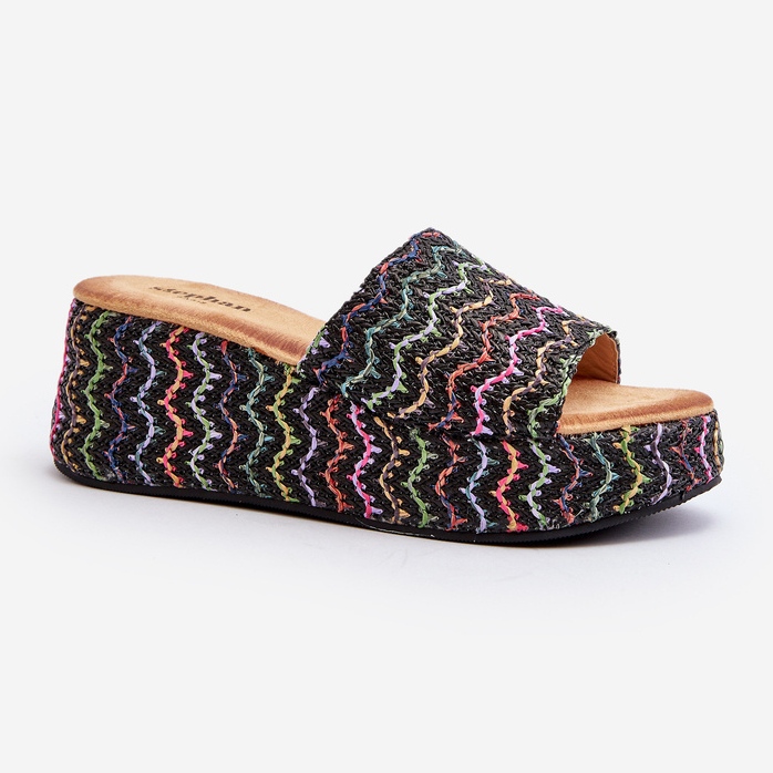 Kvinders sorte Vanarila Wedge flip-flops 1