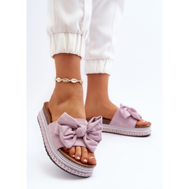 Kvinders platformsflip-flops med sløjfe, lilla Evatria violet 3