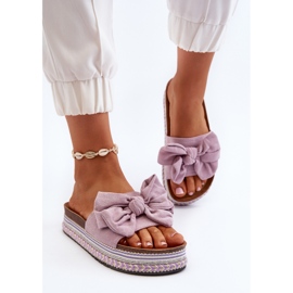 Kvinders platformsflip-flops med sløjfe, lilla Evatria violet 4
