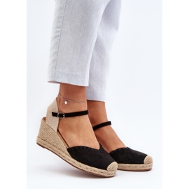 Espadrillesandaler i ruskind med fletning, sort Raylin 2