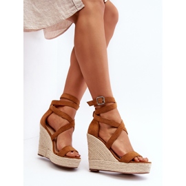Camel Salthe flettede kilesandaler brun 1