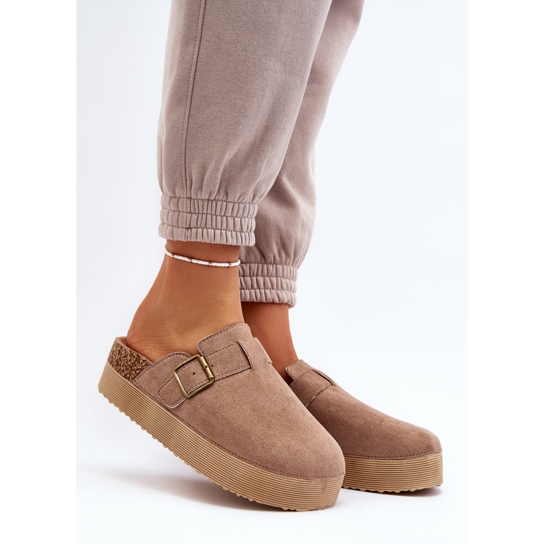 Kvinders Beige Platform træsko Flip Flops Jorffia 2