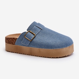 Dame denim flip-flops træsko på platform Blå Jorffia 1