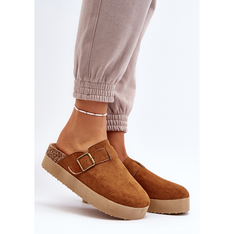 Dame Camel Jorffia Platform træsko brun 2