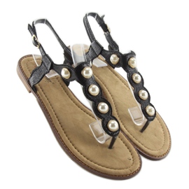 Flip-flops med store perler LL-75 Sort 1