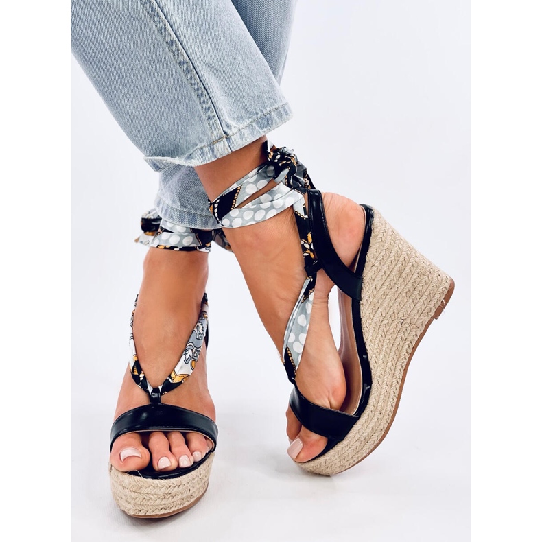 Birrel Sorte kile espadrillesandaler 2