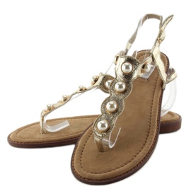 Flip-flops med store perler LL-75 Guld gylden 2