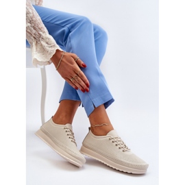 Vinceza Dame læder sportssko sneakers Beige Lalnai 1