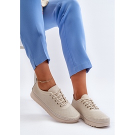 Vinceza Dame læder sportssko sneakers Beige Lalnai 2