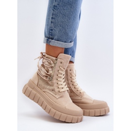 Beige Wonise høje sneakers til kvinder på en massiv platform 2