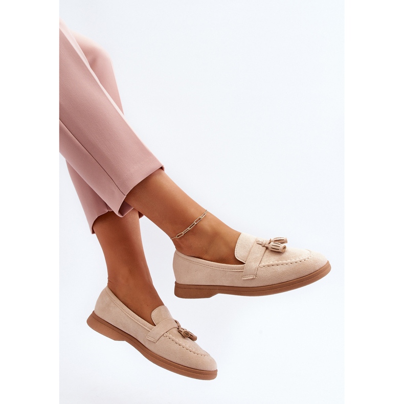 Dame ruskindsmokkasiner Beige Dansitu 1