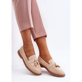 Dame ruskindsmokkasiner Beige Dansitu 2