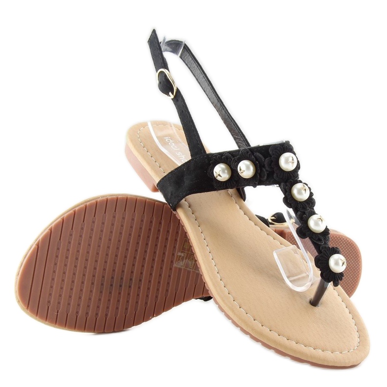Flip-flops med perler D-6541 Sort 2