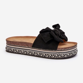 Platform flip-flops til kvinder med sløjfe, sort Evatria 2