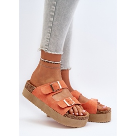 Kvinders Platform Flip Flops med spænder Orange Lolpey 2