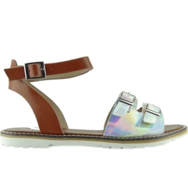 Sandaler hologram striber 2015L-139-3W Sølv brun grå 1