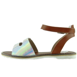 Sandaler hologram striber 2015L-139-3W Sølv brun grå 2