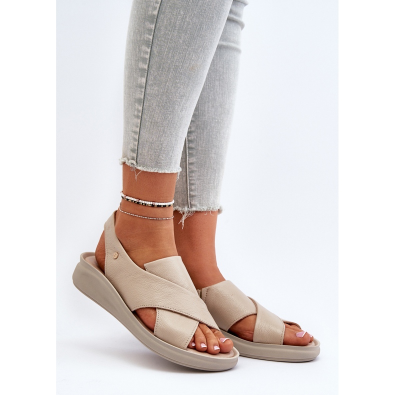 Zazoo 40392 lædersandaler til kvinder, beige 2