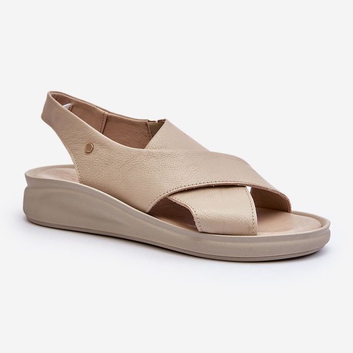 Zazoo 40392 lædersandaler til kvinder, beige 1