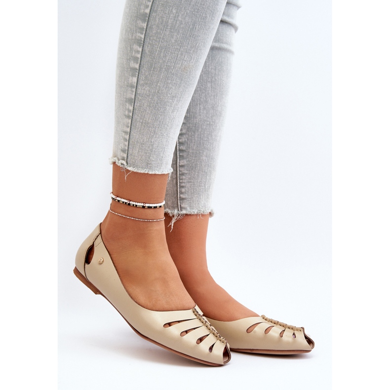 Zazoo 10009 Komfortable ballerinasko i læder til kvinder, beige 2