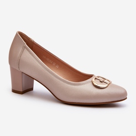 Vinceza Beige Aeliris lavhælede pumper med dekoration 1