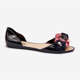 Dame gummiballerinaer med blomster Sort Junikla 1
