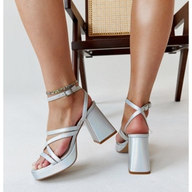 Sølv holografiske højhælede sandaler Ksenija 4