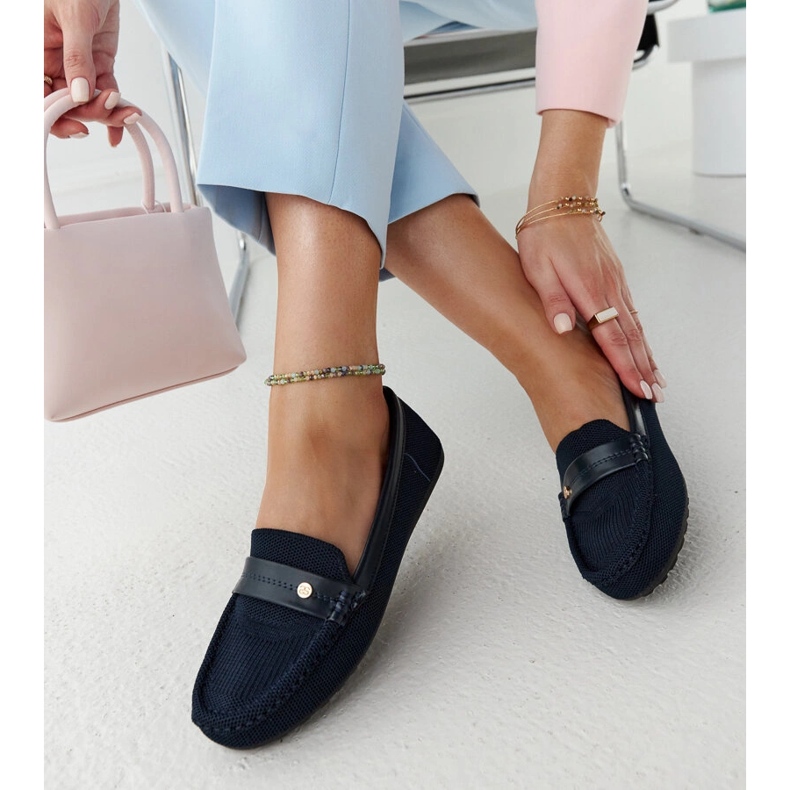 Marineblå stof loafers fra Fombio 1