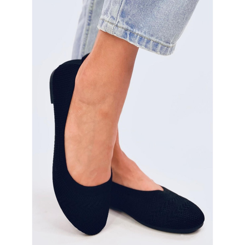 Newey Black strikkede balletflader sort 2