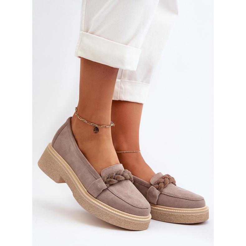 Zazoo 3429/W ruskindsmokkasiner til kvinder med Cappuccino-dekoration beige 2