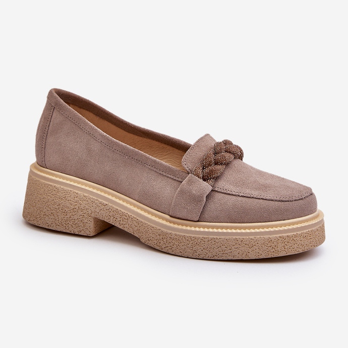 Zazoo 3429/W ruskindsmokkasiner til kvinder med Cappuccino-dekoration beige 1