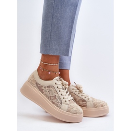 S.Barski Blonder kvinders blonder sneakers på platformen S. Barski Hy51 beige 2