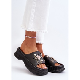 Kvinders skumflip-flops med dekorationer Sort Afariana 2