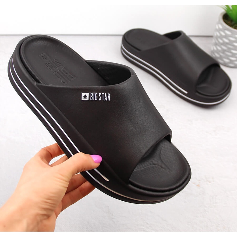 Sorte platformsflip-flops til kvinder Big Star NN274A037 1