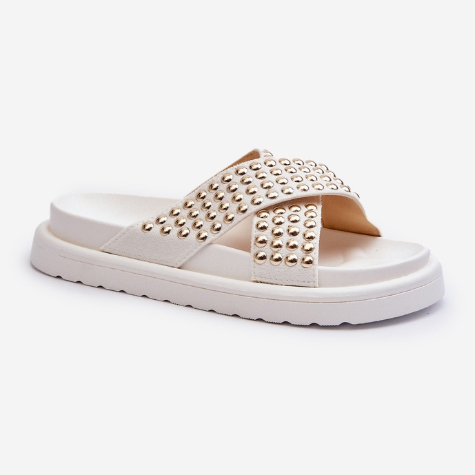 Dame-dekoreret platform flip-flops hvid Niraela 1
