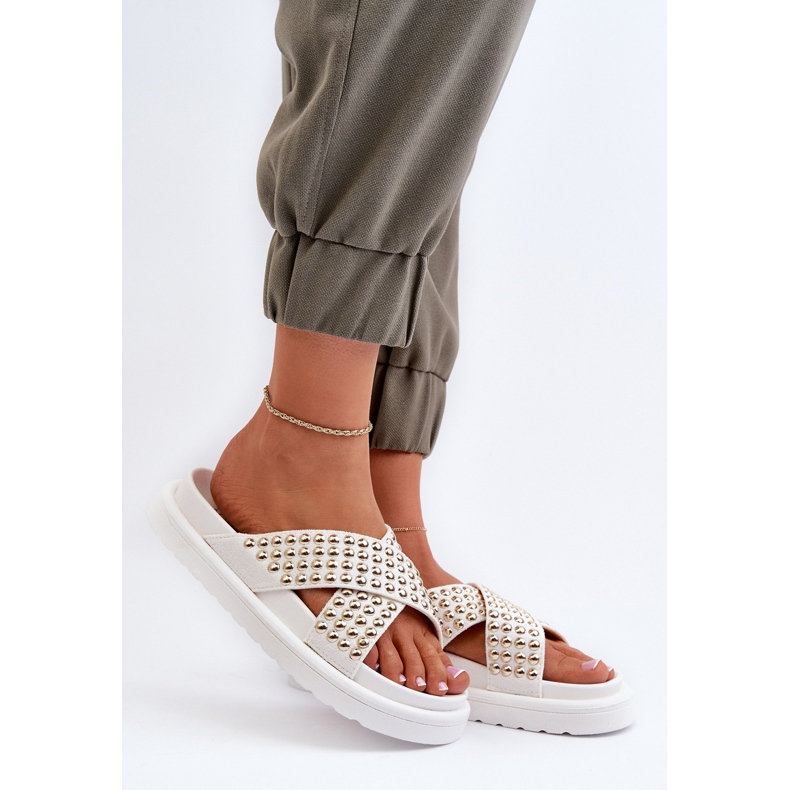 Dame-dekoreret platform flip-flops hvid Niraela 2